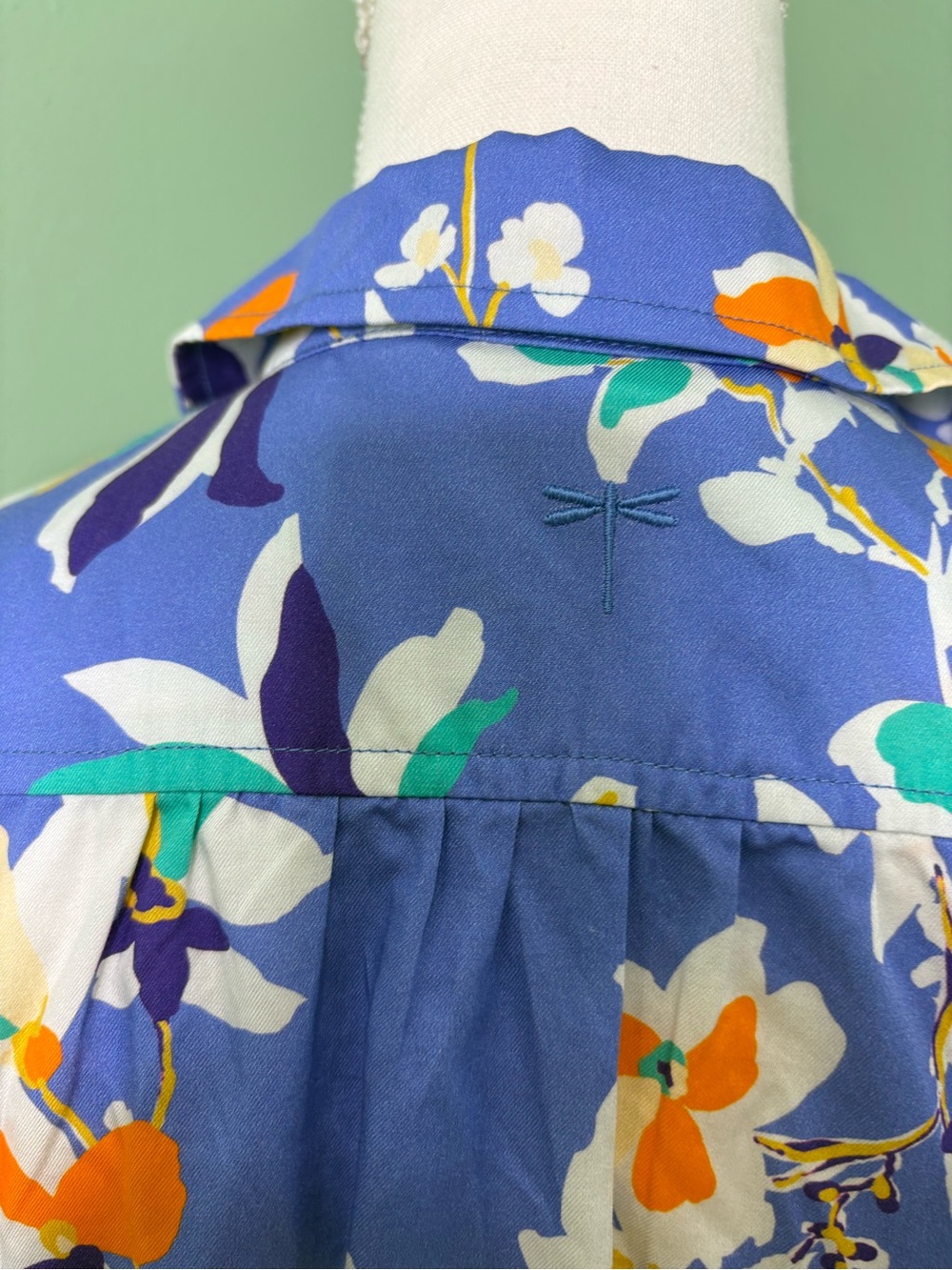 Tyler Boe Blue Floral Shirt Dress with Yellow & White Accents - Picture 7 of 10